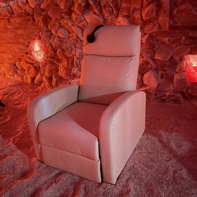 Comfortable NEW leather recliners in our cave